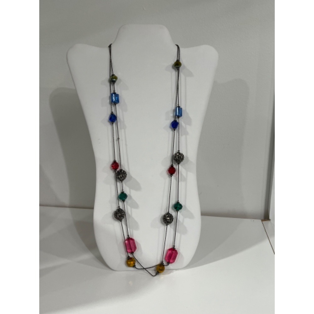 Beaded‎ Strand Necklace Colorful Crystal Accents Long Fashion Jewelry